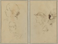 Two Head Studies and a Crouching Nude Woman; Two Women's Heads and a Head of Child [recto]-ZYGR74225