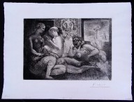 Pablo Picasso-Four Nude Women and a Sculpted Head (Vollard Suite pl. 82)  1934