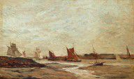 法国 查里.法兰斯瓦.杜比尼 帆船 油画 177x105