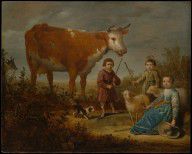 荷兰 克伊普 儿童和一头牛 