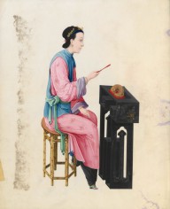 Watercolor of musician playing mu yu