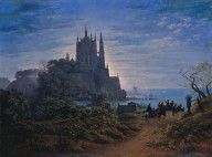 Karl Friedrich Schinkel - Gotische Kirche auf einem Felsen am Meer