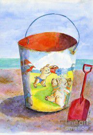 10585124_Vintage_Sand_Pail-_3_Pigs_At_The_Beach