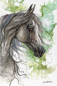 2637579_Grey_Arabian_Horse_Watercolor_Painting_1