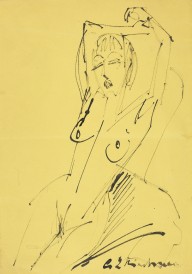 Ernst Ludwig Kirchner-Sich reckender weiblicher Akt. Um 1913.