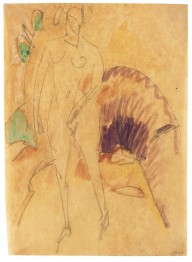 Ernst Ludwig Kirchner-Stehender Akt - Stehende vor Geb�sch. 1912.