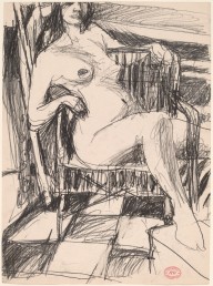 Untitled [female nude seated in an armchair on a tile floor]-ZYGR122890