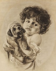 Emil Nolde-Kind mit H�ndchen im Arm. 1892.
