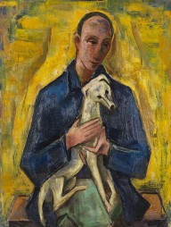 Karl Hofer-Mann (J�ngling) mit Hund. 1918.