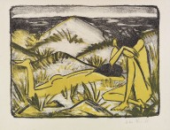 Otto Mueller-Ein in D�nen sitzendes und ein liegendes M�dchen (Zwei M�dchen in den D�nen, Sylt). 192