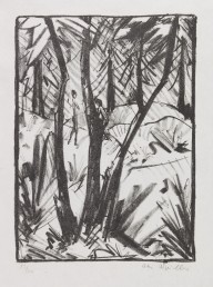 Otto Mueller-Waldlandschaft mit kleinen Figuren (2). Um 1919.