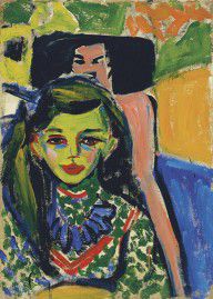 Ernst Ludwig Kirchner - Franzi in front of a Carved Chair, 1910