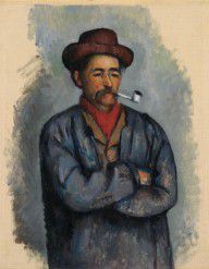 (法) 塞尚 叼烟斗的男子 美国纳尔逊－艾金斯美术馆藏 