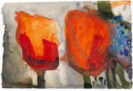 KLAUS FUSSMANN-Rote Tulpen mit Vergissmeinnicht 1993