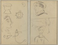 A Caricature and Five Forms; A Man in Profile, a Winged Creature and a Boy [verso]-ZYGR74238