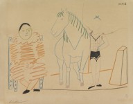 Pablo Picasso-Picasso. - Clown et ecuyere. bSign. und num. Orig.-Farblithografie  von Pablo Picasso.