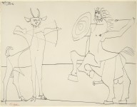 Pablo Picasso-Combat de Faune et de Centaure  1946