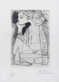 Pablo Picasso-Femme assise en tailler  Geneviève Laport (from Recordant el Doctor Reventós)  1951