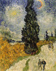 1194673-Vincent Van Gogh 有丝柏的道路 Road with Cypresses