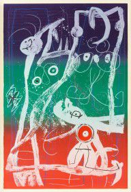 Joan Miró Espanja 1893-1983-Le délire du couturier - bleu, rouge, vert