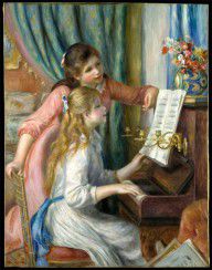 法国 雷诺阿 两个年轻的女孩在弹钢琴 
