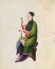 Watercolor of musician playing bo