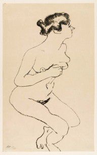 Crouching Nude in Profile with Black Hair (Nu accroupi, profil à la chevelure noire)_1906
