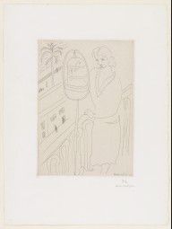 Young Woman on Balcony, Looking at Parakeets (Jeune femme au balcon, observant des perruches)_1929
