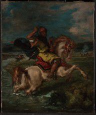 Eugène Delacroix (French Moroccan Horseman Crossing a Ford 