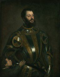 Titian (Tiziano Vecellio) (Italian Portrait of Alfonso d'Avalos, Marquis of Vasto, in Armor with 