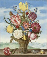 Ambrosius Bosschaert-Bouquet of Flowers on a Ledge