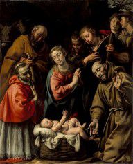 Antonio d  Enrico (called Tanzio da Varallo)-Adoration of the Shepherds with Saints Francis and C