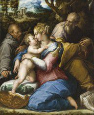 Giorgio Vasari-Holy Family with Saint Francis in a Landscape