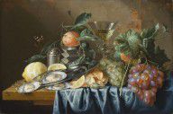 Jan Davidsz de Heem-Still Life with Oysters and Grapes