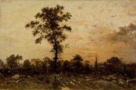 Pierre Etienne Theodore Rousseau-Edge of the Forest, Sun Setting