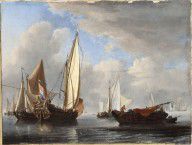 Willem van de Velde the Younger-A Yacht and Other Vessels in a Calm