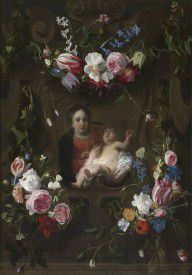 Cornelis Schut I - Madonna surrounded by a Garland of Flowers