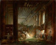 Hubert Robert (French A Hermit Praying in the Ruins of a Roman Temple 