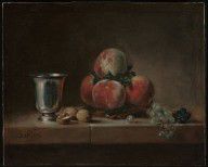 Jean-Siméon Chardin (French Still Life with Peaches, a Silver Goblet, Grapes, and Walnuts 