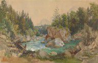 Thomas Ender (Austrian Wooded River Landscape in the Alps 