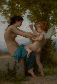 William Adolphe Bouguereau (French A Young Girl Defending Herself against Eros 