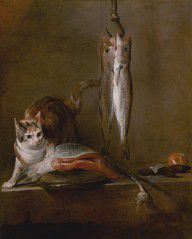 Jean-Baptiste-Simeon Chardin - Still Life with Cat and Fish, 1728