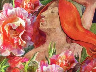 18460230 redheaded-woman-with-roses-carol-cavalaris