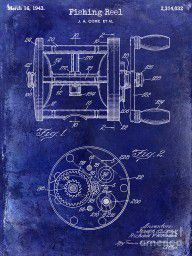 13619858_1943_Fishing_Reel_Patent_Drawing_Blue
