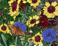 1586506_Butterfly_Wildflowers_Garden_Oil_Painting_Floral_Green_Blue_Orange-2