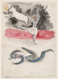 Marc Chagall - A Snake and a Cow, costume design for Aleko