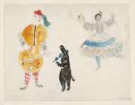 Marc Chagall - A Bandura Player, a Bear and Zemphira, costume design for Aleko