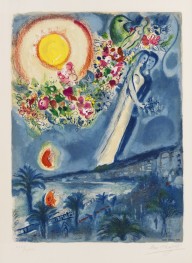 Marc Chagall-Verlobte im Himmel von Nizza. 1967.
