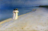 P.S._Kroyer_-_Summer_evening_on_Skagen's_Beach._Anna_Ancher_and_Marie_Kroyer_walking_together