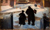 Anna Ancher - Michael Ancher on his way to his studio accompanied by the organist Helene Christensen
